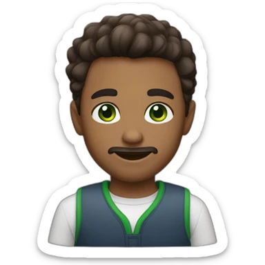 cute man with dark brown fade haircut green eyes sticker