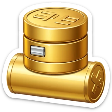 a battery icon, containing vertically stacked coins sticker