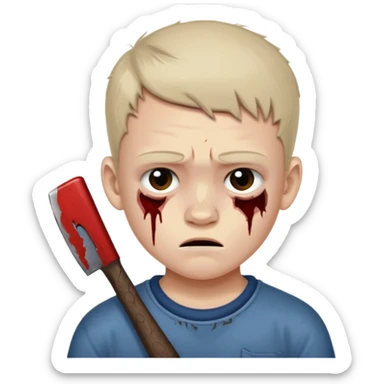 13 y/o Brian robeson at the beginning of Hatchet
distressed, has hatchet, bruised sticker