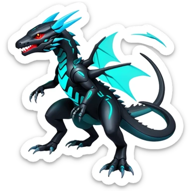 futuristic-colored neon-colored Fakémon-Trico-Kyurem-Salandit-creature (full body) sticker