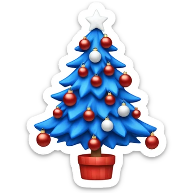 Blue Christmas tree with red and white ornaments  sticker