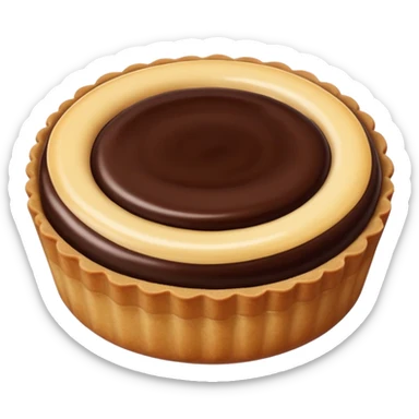 small round tart with shiny chocolate filling, sticker