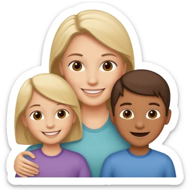 Gender neutral parent with 3 kids sticker