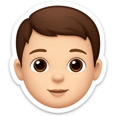 Edit the emoji style baby face to have brown hair with no background. Keep the emoji style consistent and the background transparent. sticker
