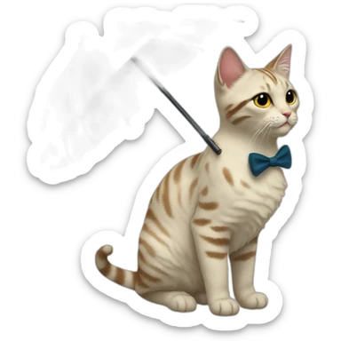 cat at the ascot races holding a parasol sticker