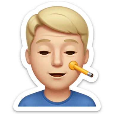 A male squinting his eyes closed but the mouth is whistling sticker