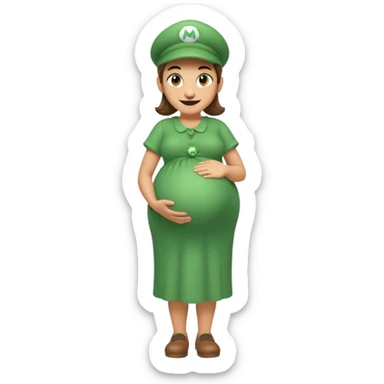 Luigi from Mario, pregnant, smiling, standing, Discord emoji style sticker
