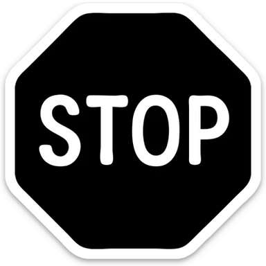 the word STOP in soft blue-grey color, solid filled icon style, sans-serif font sticker