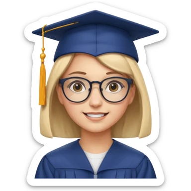 Graduated Students,Nerdy female, wearing glasses and graduation cap, serious but proud smile
 sticker