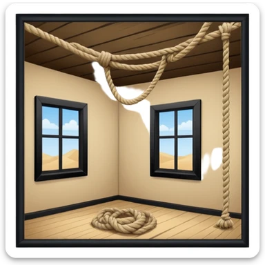 rope tied to the ceiling in a room sticker