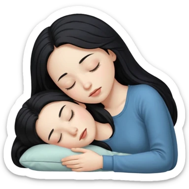 pale girl with long black hair sleeping sticker