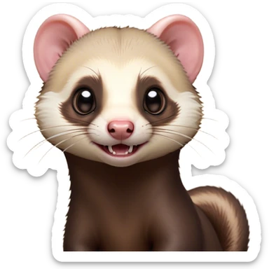 Cinematic Comical sable ferret Portrait Emoji, Head tilted dramatically with an exaggeratedly shocked expression, featuring a slender, wiggly body and a distinct sable ferret head with a pointed snout and small ears, with wide, hilariously expressive eyes full of humorous disbelief, Simplified yet hilariously expressive features, highly detailed, glowing with a slightly sassy natural glow, high shine, dramatic yet playful, stylized with an air of quirky charm, soft glowing outline, capturing the essence of a meme-worthy sable ferret that looks ready to scamper into viral fame! sticker