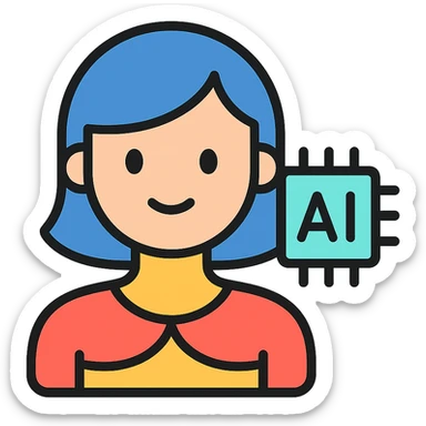 color outline icon of an AI agent with feminine features sticker