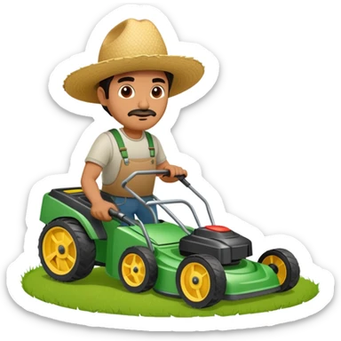 Mexican man with lawnmower sticker