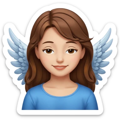 smiling girl with wings with her eyes closed and brown hair sticker