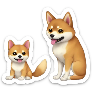 shibainu and black cat lovely sticker