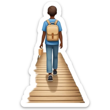 The image shows a person walking across a bridge, symbolizing a personal journey. The atmosphere is calm and introspective, with soft, emotional tones. In their hands, they carry symbolic tools labeled “Compassion” and “Forgiveness,” suggesting healing after emotional pain--  sticker