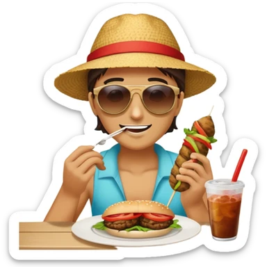Sahilde gezen çağ kebap sticker