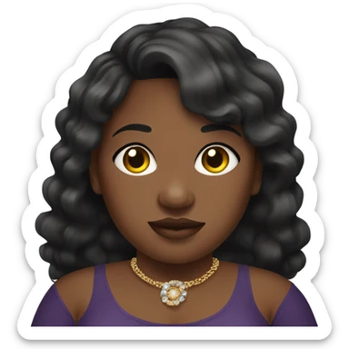 overweight medium toned dark haired black woman with jewelry indoors sticker