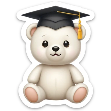 Cute white teddy bear with graduation hat  sticker