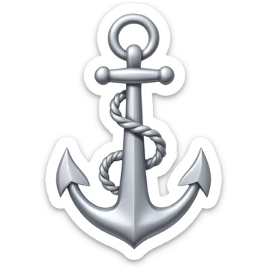 Je veux un emoji encre dans ce style là : ⚓ je veux qu’il représente sentimental par un noeud : 🪢 peut tu me faire l’ancre en argent  sticker