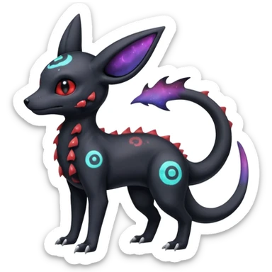 Nebulae Gothic Spooky Umbreon-Salandit-Cubone-Duskull-Noibat-Fakémon-hybrid-creature (full body)  sticker