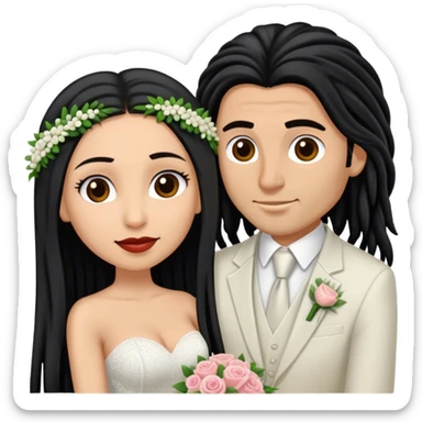 hispanic women with long black hair and light skinned man with short dark brown dreads getting married  sticker