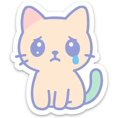 sad cat with a tear, cute style sticker