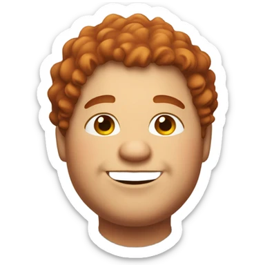 Bading redish curly hair guy with corners in the hair chubby smiling sticker