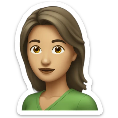 Mujer de 28 años con pelo castaño y lacio y ojos verdes sticker