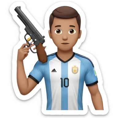 haz un turro con una biszera para atras y con un arma remera argentina pero arma de fuego sticker