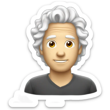 A man with curly white hair without moustache transparent background sticker