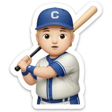 Fat 13 year old kid playing baseball sticker