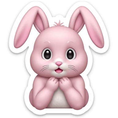 Pastel pink bunny, kawaii fluffy ears and body pretending to be shocked  sticker