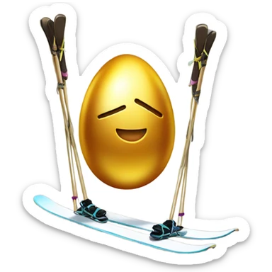 Golden egg on skis sticker