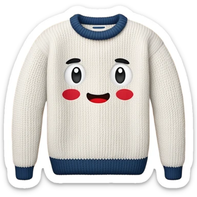 A 3D cartoon warm sweater with chunky knit texture, folded on a table, smooth shadows, Memoji-style realism. sticker