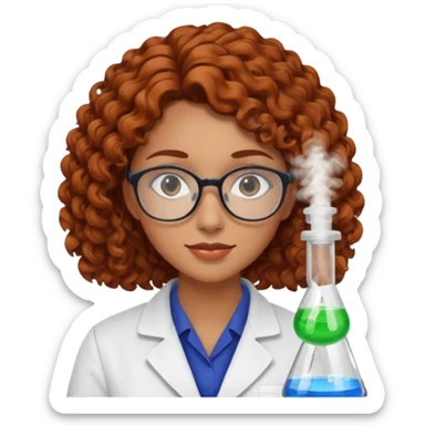 young women pharmacist studying science, curly hair sticker