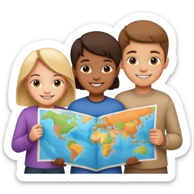 Kids Holding Maps sticker