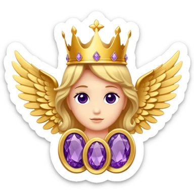4th place award Number in frame decorated with golden angel  wings and amethyst  stone and small crown on a top sticker