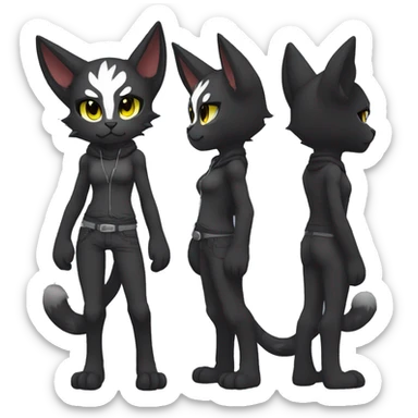 Anthro Dark Edgy Cool Shy Grumpy FurSona Feline Fakemon Full Body sticker