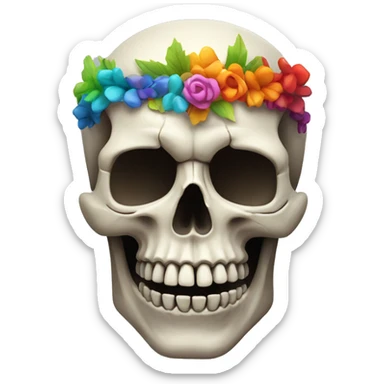 skull with colourful haie sticker