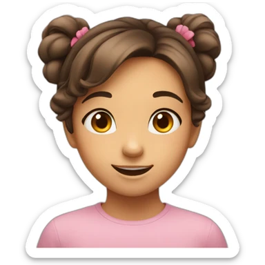 cute girl's face, expressive eyes, and a charming smile, hinting at a gentle voice. sticker