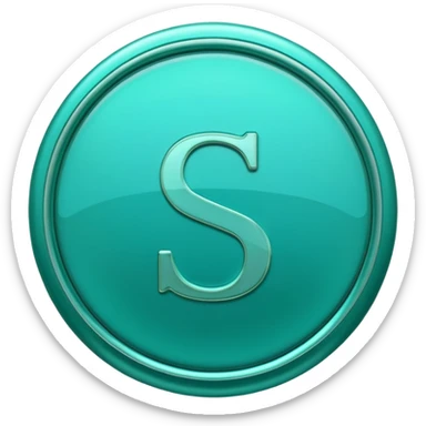 Create a custom emoji badge featuring a stylized, glossy letter “S”. Use the Platinum rank style from League of Legends: teal-green metallics, reflective surfaces, and a futuristic elegant frame. Vibrant and high readability.
 sticker