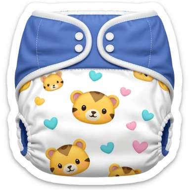 White baby diaper with cute animal drawings on it sticker
