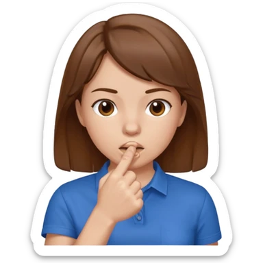 a girl with her fist in her mouth sticker