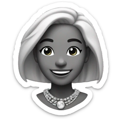 smiling girl in monochrome jewelry  sticker