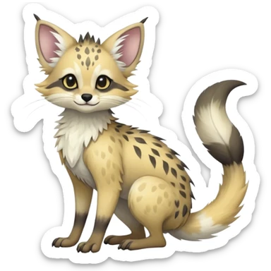 Feral Rare Fantasy cute realistic pastel tropical Vernid-Trico-species by LiLaiRa, random markings, tufted tail, tufted ears, full body sticker