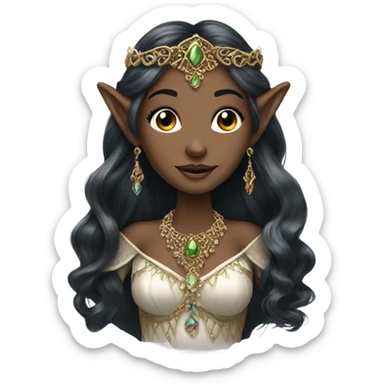 elf princess dark hair with jewellery  sticker