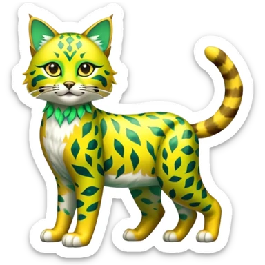 Shiny Tropical Exotic Green and Yellow Electrike-Sprigatito-Bobcat-Amaura-Aurorus-Shiny-glorp-cat-fusion (full body) sticker