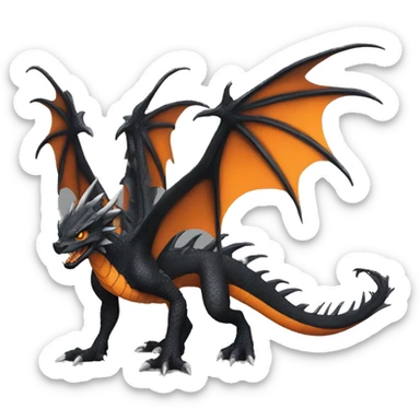 cool edgy black and orange Dark-type nargacuga dragon Pokémon full body sticker